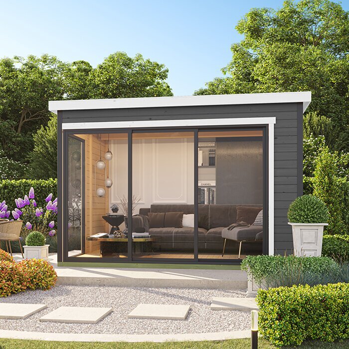 Modano – Casa de jardim moderna com frente envidraçada flexível e design nórdico