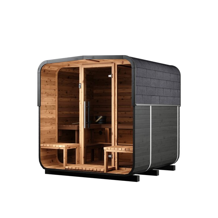 Sauna u obliku bureta od termodrveta