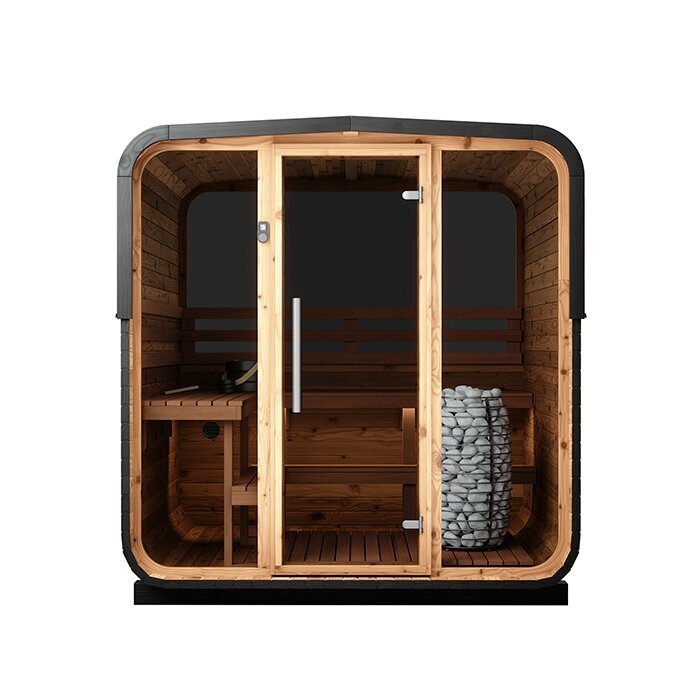 Sauna u obliku bureta od termodrveta