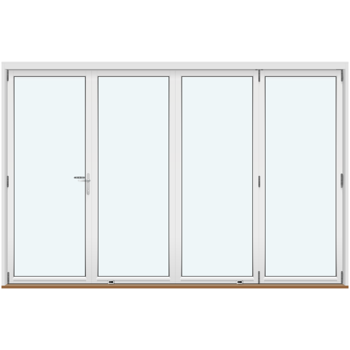 Vikdörrar | 1 ram öppnas till vänstra sidan, 3 ramar glider till högra sidan utan spröjsar