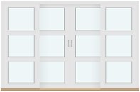 4 ramar med 2 glasavdelande spröjsar