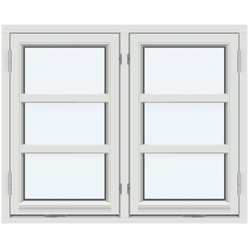 Sidohängt fönster (Två bågar, utåtgående)