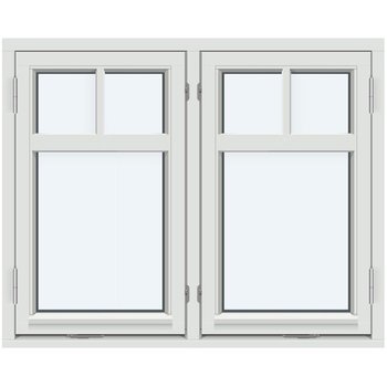 Sidohängt fönster (Två bågar, utåtgående)