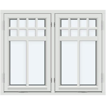 Sidohängt fönster (Två bågar, utåtgående)