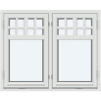 Sidohängt fönster (Två bågar, utåtgående)