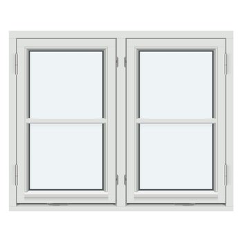 Sidohängt fönster (Två bågar, utåtgående)