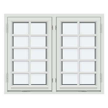 Sidohängt fönster (Två bågar, utåtgående)