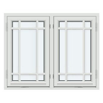 Sidohängt fönster (Två bågar, utåtgående)