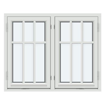 Sidohängt fönster (Två bågar, utåtgående)