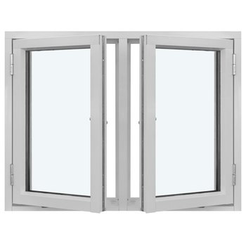 Sidohängt fönster (Två bågar, utåtgående)