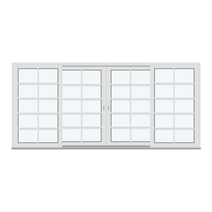 Patio life skjutdörrar | 4 ramar med 4 horisontala, 1 vertikal spröjs