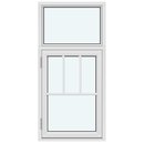 1 fast ram utan spröjsar, 1 båge med 1 horisontal spröjs och 2 vertikala spröjsar2