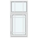 1 fast ram med 2 vertikala spröjsar, 1 båge med 2 horisontala och 2 vertikala spröjsar