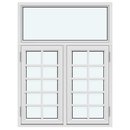 1 fast ram utan spröjsar, 2 bågar med 4 horisontala spröjsar och 1 vertikal spröjs