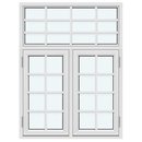 1 fast ram med 2 horisontala och 3 vertikala, 2 bågar med 3 horisontala och 1 vertikal spröjs