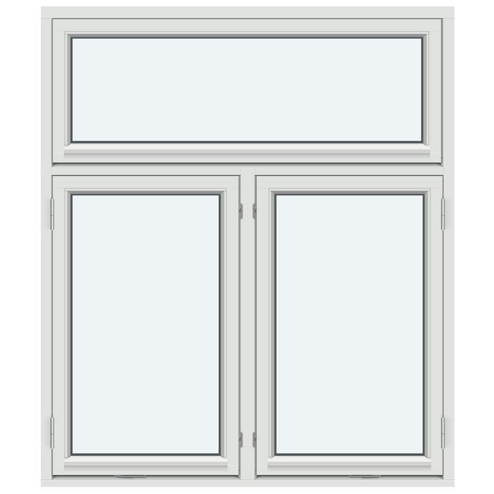 Sidohängt "Kombi" fönster | 1 fast ram, 2 bågar utan spröjsar