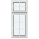 1 fast ram med 1 horisontal och 1 vertikal spröjs, 1 båge med 2 horisontala och 1 vertikal spröjs