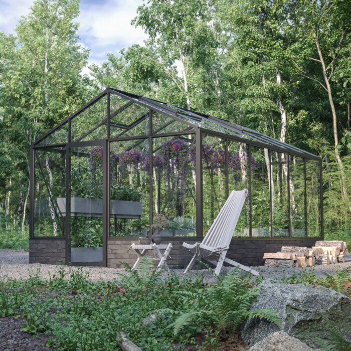 Classic wall base greenhouse with aluminum frame