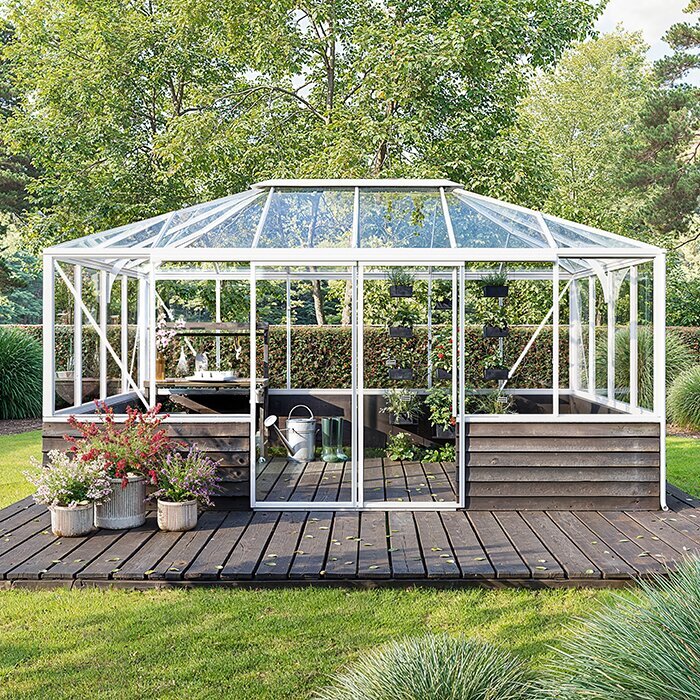 Pyramid Greenhouse on Dwarf Wall Bloomcabin United Kingdom