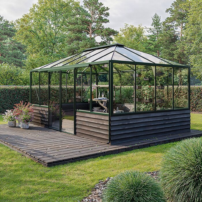 Pyramid Greenhouse on Dwarf Wall masonry wall base United Kingdom
