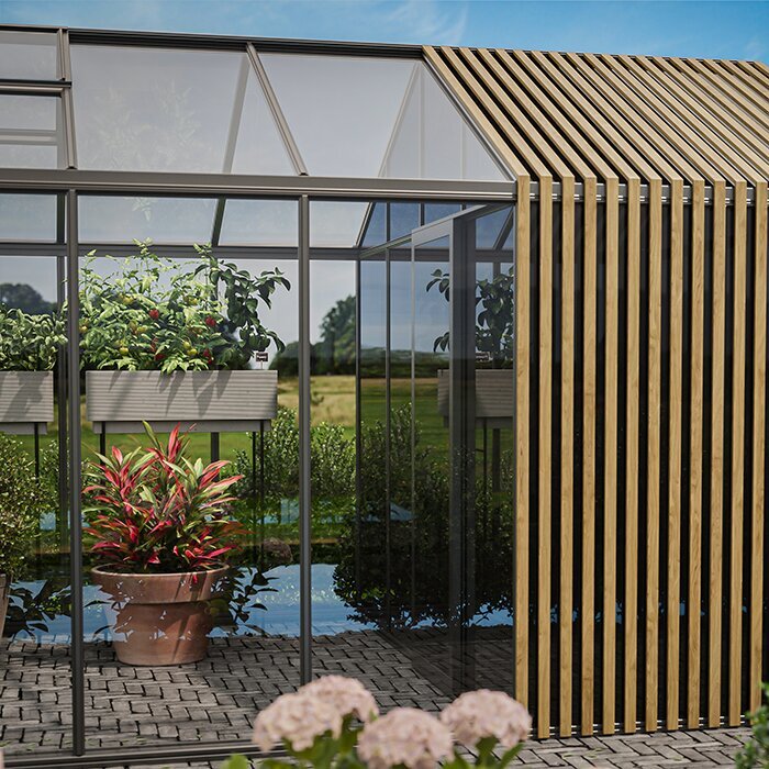 BloomCabin greenhouse shed combination with Accoya wood design