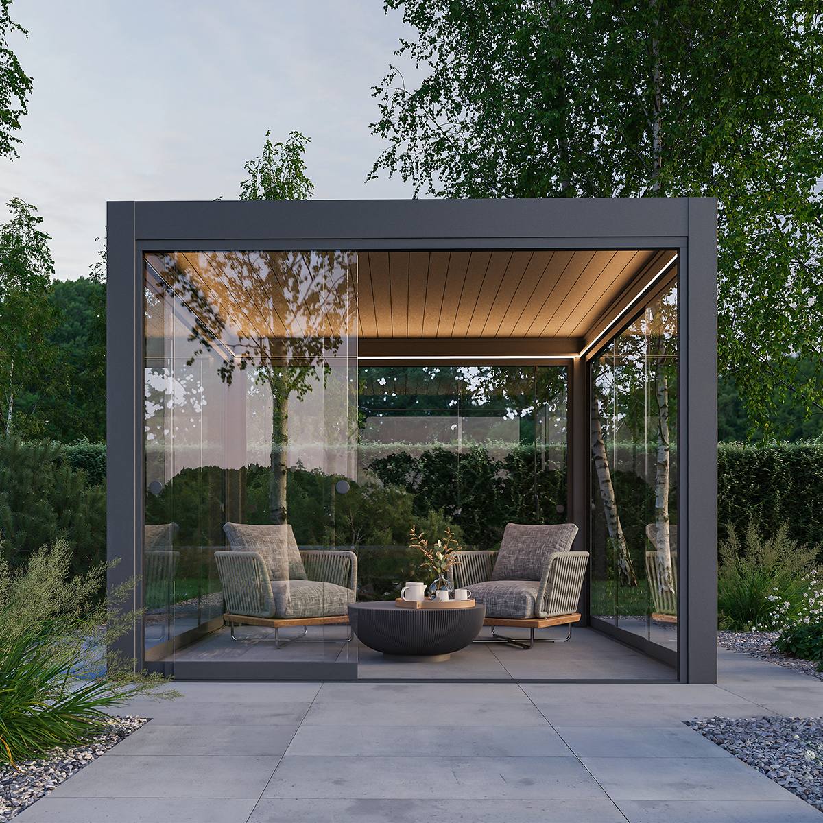 Bloomcabin pergola over an outdoor living area
