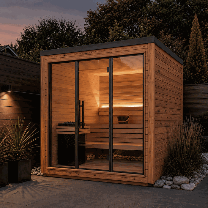 Contemporary outdoor sauna building