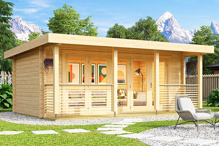 Bloomcabin Orello 1 Wooden Garden House USA – Luxury 70 mm Solid Wood Backyard Studio with Panoramic Folding Doors
