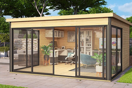 Bloomcabin Verdana 2 Wooden Garden House USA – 44 mm Solid Spruce Backyard Studio for Modern Outdoor Living