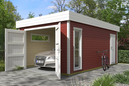 Bloomcabin Premium Wooden Garage USA – Modern Wooden Garden House and Outdoor Living Space in Solid Nordic Spruce