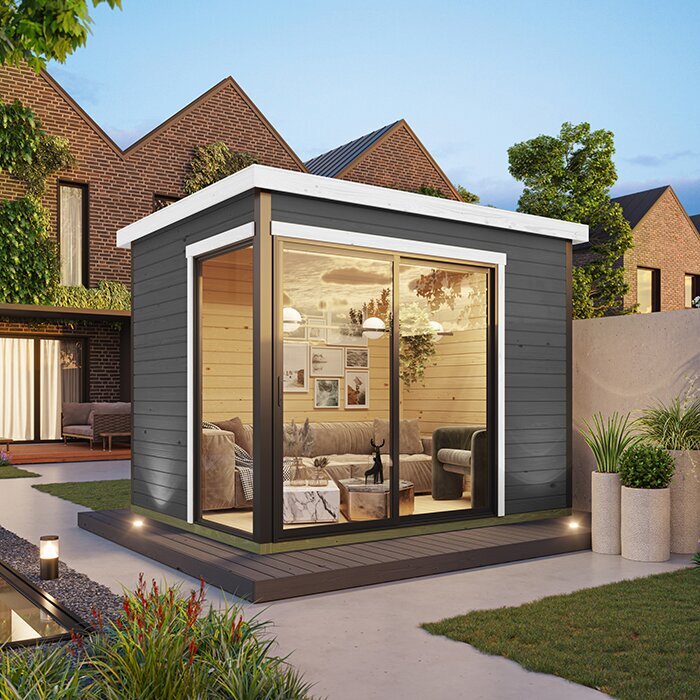 Modano – Modern Wooden Garden House with Flexible Glass Front and Nordic Design