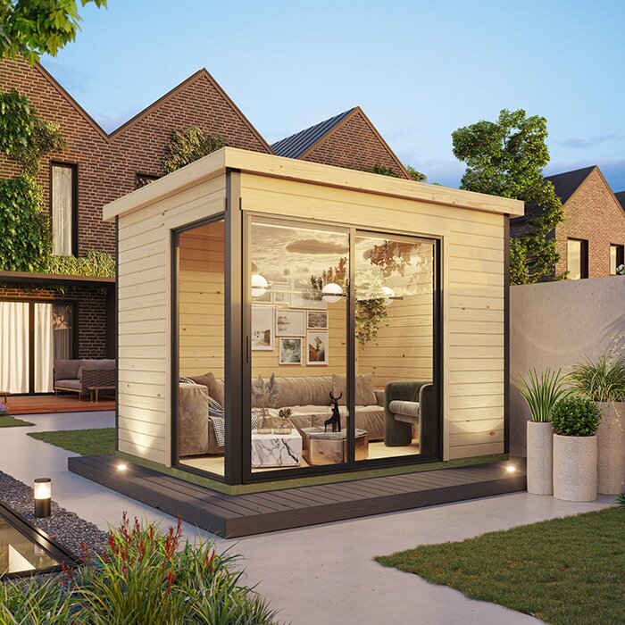 Modano – Modern Wooden Garden House with Flexible Glass Front and Nordic Design