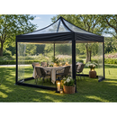 3 x 3 m AL-HEX50 Clear PVC Folding Canopy with Black Trim