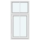 1 fixed glazed section with 1 vertical decorative bar; 1 sash with 1 vertical decorative bar