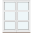 2 Outward-Swinging Door Leaves with 2 Horizontal Glass-Dividing Bars