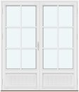 2 door leaves with panels, 2 horizontal decorative bars, and 1 vertical decorative bar