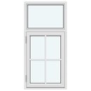 1 fixed glazed section without decorative bars; 1 sash with 1 horizontal and 1 vertical decorative bar
